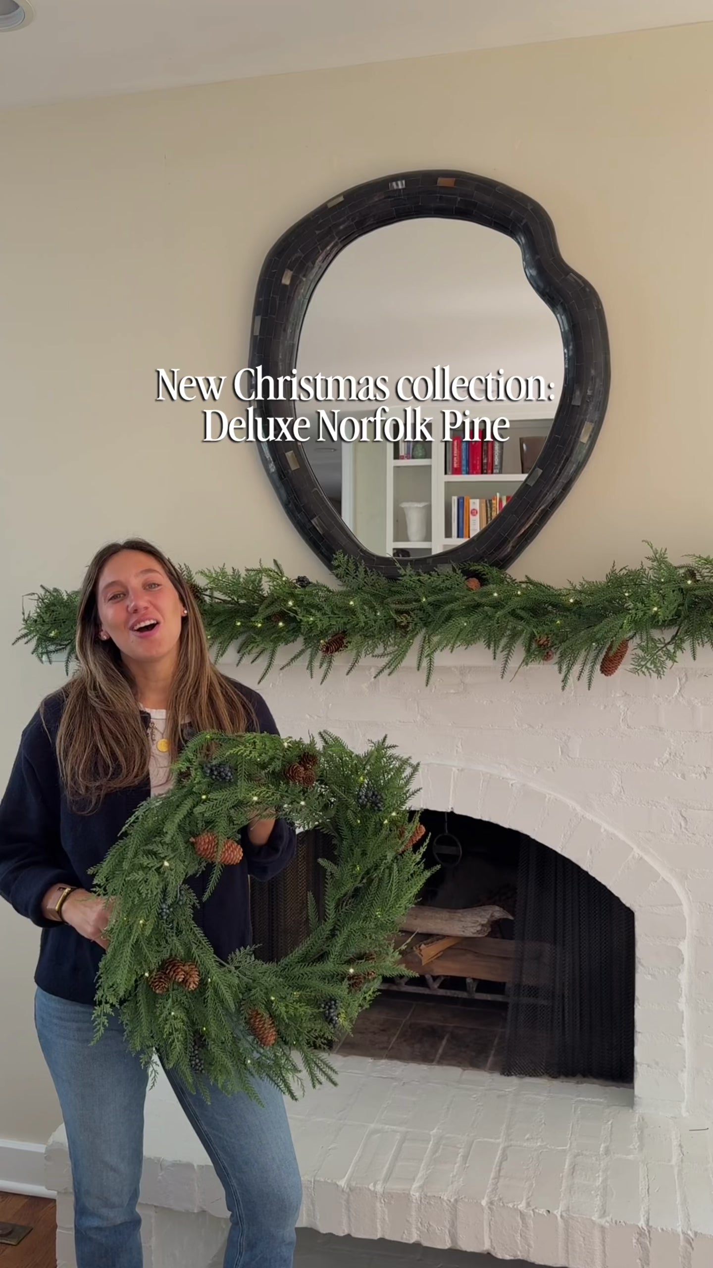 Deluxe Norfolk Pine Garland - Battery Operated with Warm White Fairy Lights